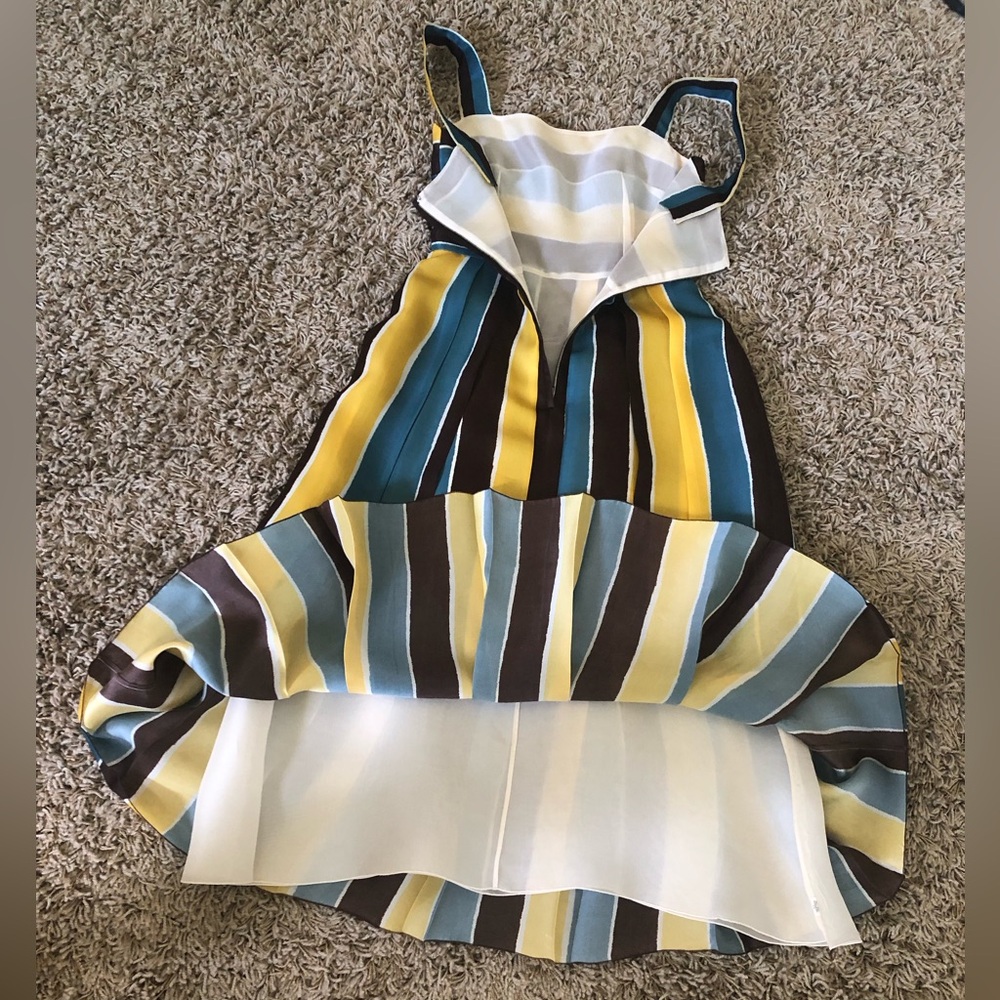 GIFTABLE Dolce & Gabbana Yellow, Teal & Brown Striped Midi Dress Size 40 - Picture 9 of 10